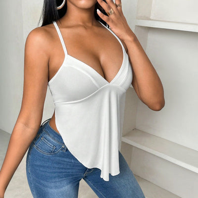 Alya - Top Blanc pour Femme Élégant à Col Halter