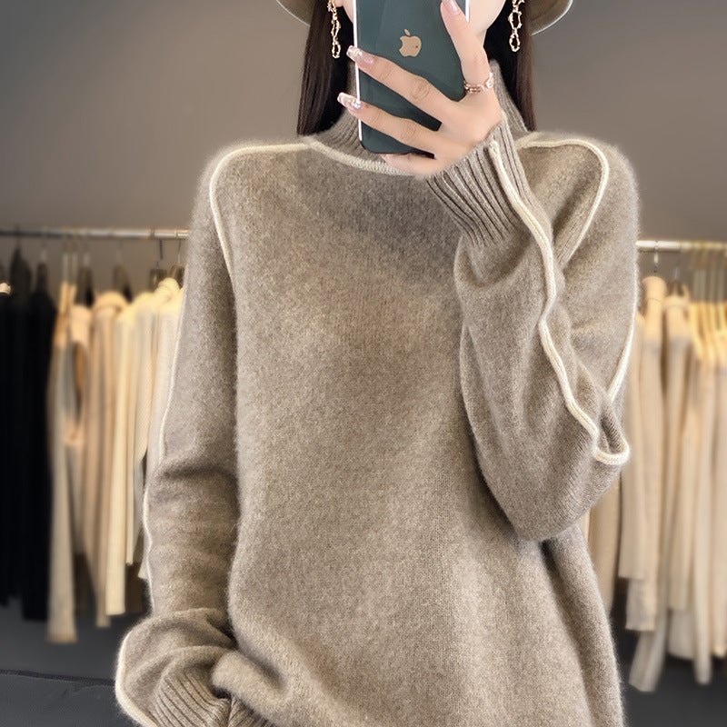 AtelierDeRoche™ | Pull En Laine Oversize à Col Haut pour Femmes