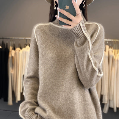AtelierDeRoche™ | Pull En Laine Oversize à Col Haut pour Femmes