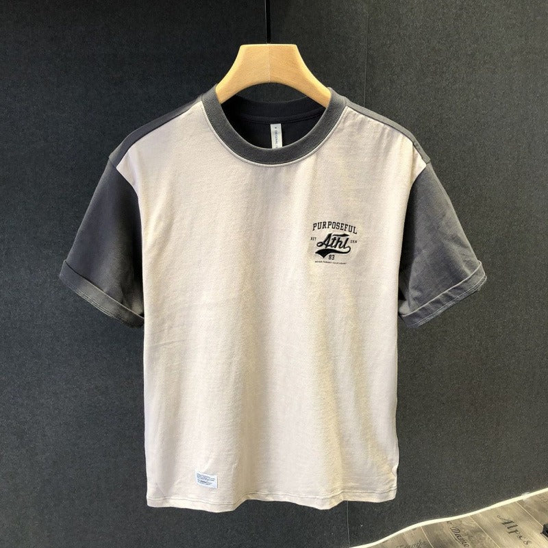 T-shirt basique en coton pour hommes avec imprimé minimaliste de style urbain - Damián