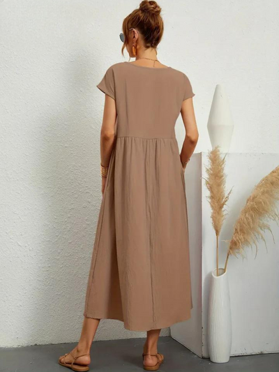 Maelis - Robe de Poche en Coton-Lin pour Femmes