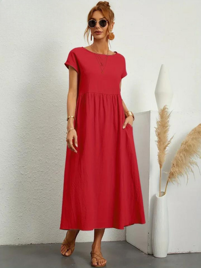 Maelis - Robe de Poche en Coton-Lin pour Femmes