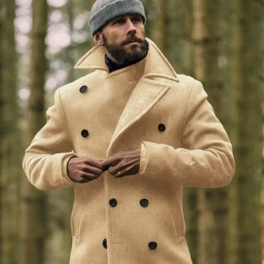 Manteau long stylisé en laine pour hommes | Hiver