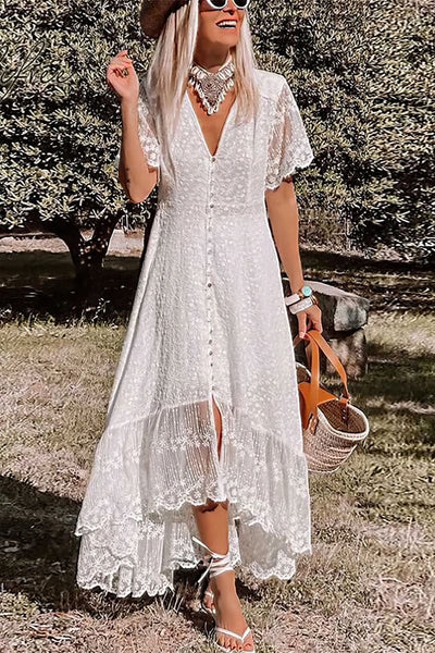 SHANNON – Robe Mi-Longue en Dentelle Bohème Chic