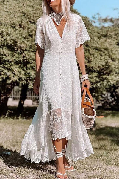 SHANNON – Robe Mi-Longue en Dentelle Bohème Chic