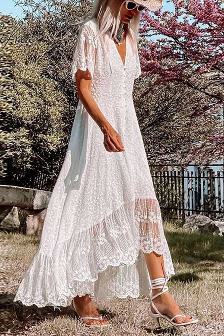 SHANNON – Robe Mi-Longue en Dentelle Bohème Chic