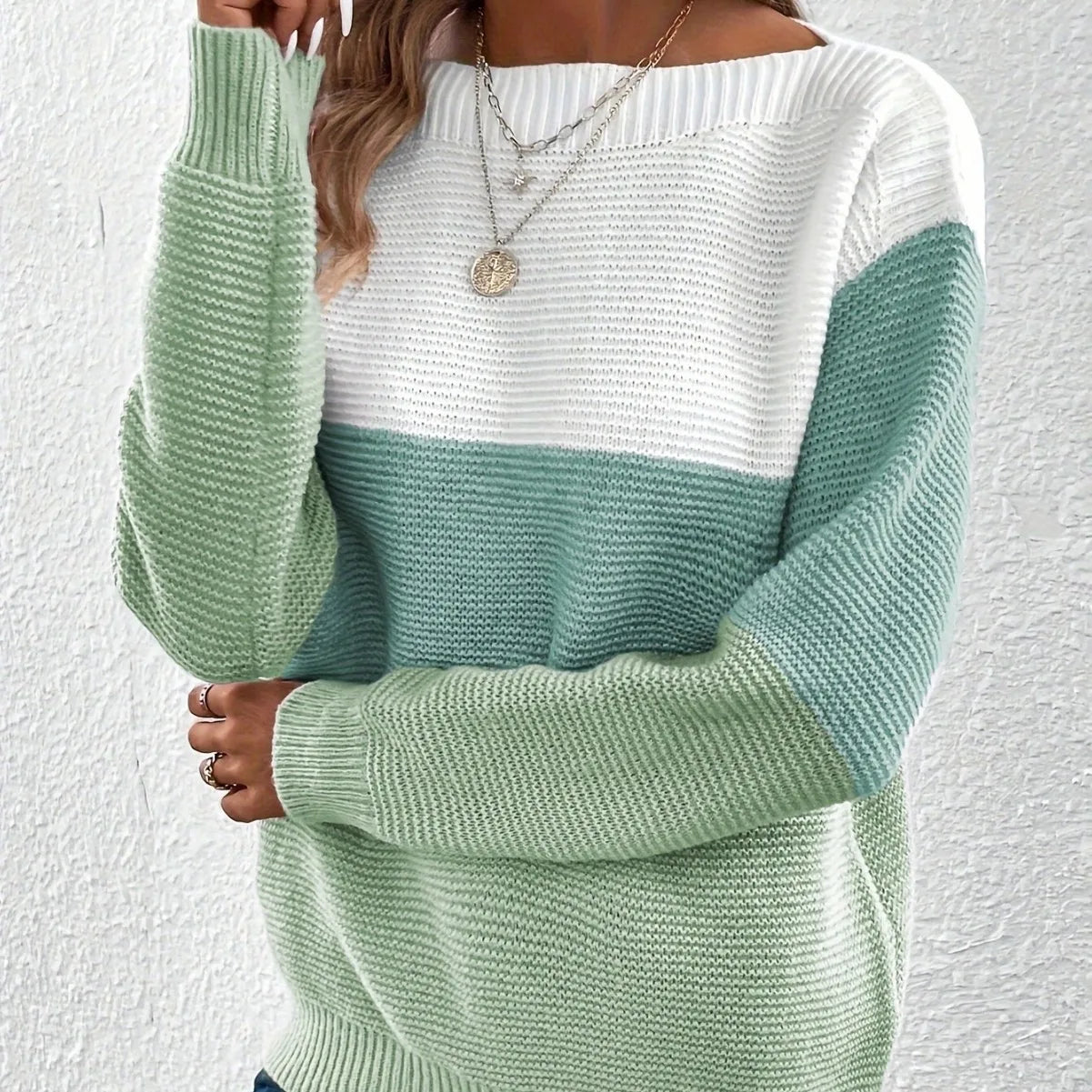 ArtelierDeRoche™ | Élégant pull-over patchwork tricolore