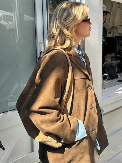 Veste Classique en Suède Élégante