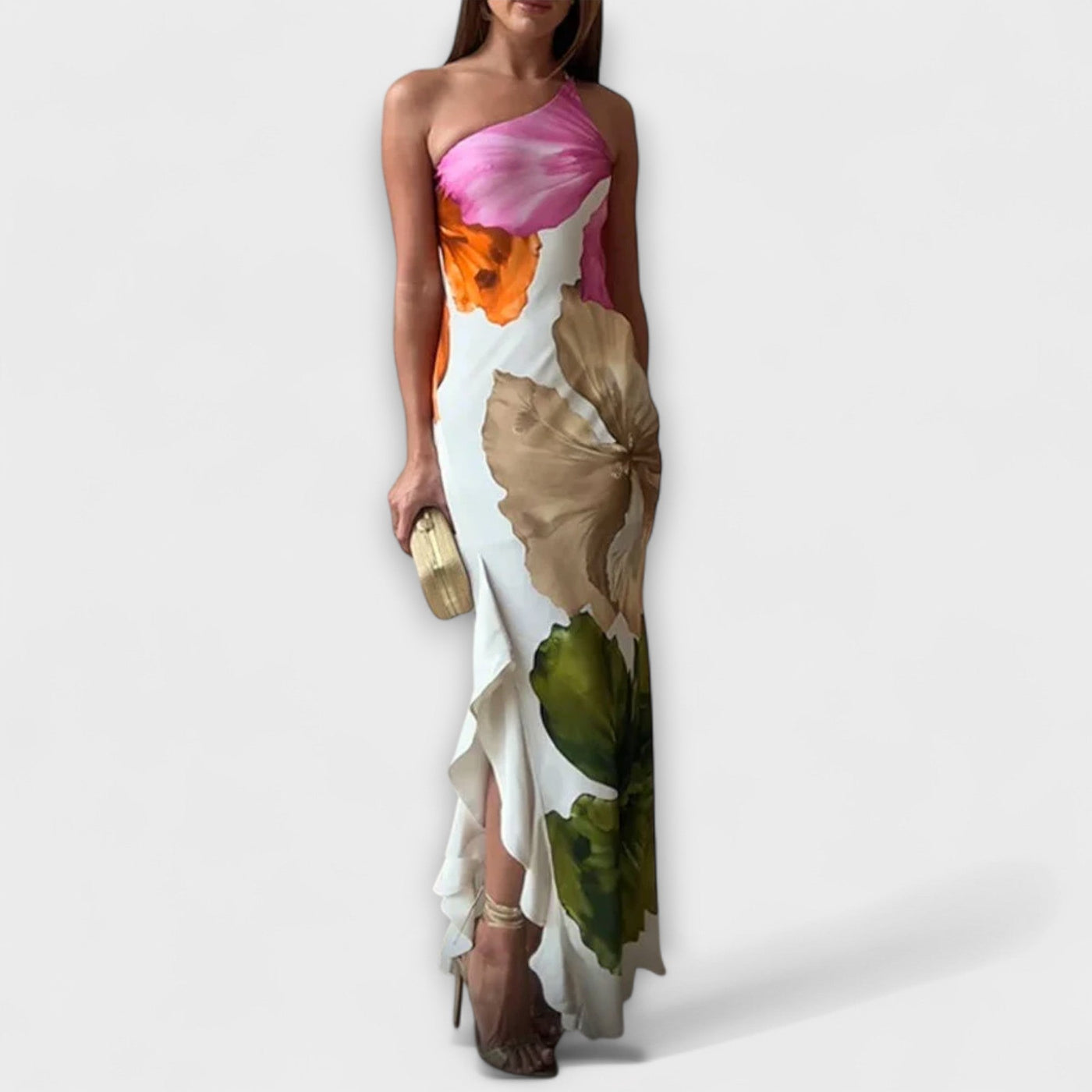 Sapphire | Robe mi-mollet chic à décolleté asymétrique