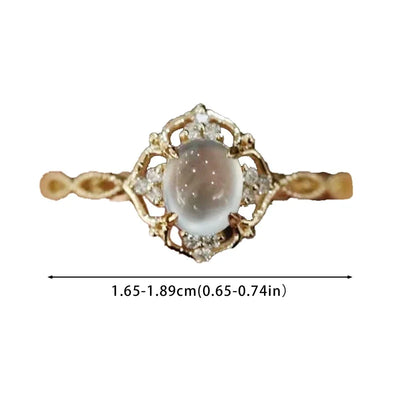 Bague fleur en pierre de lune