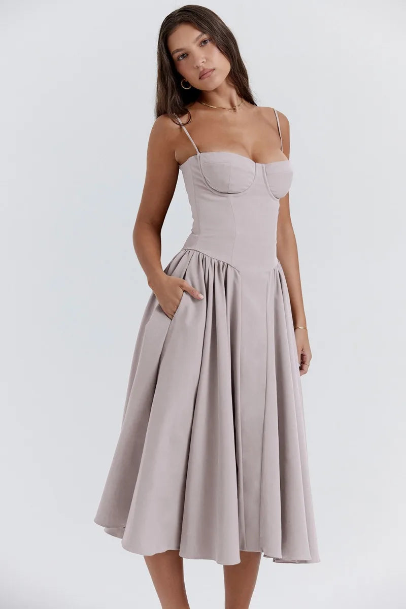 Tulum – Robe Midi Bustier Sans Manches