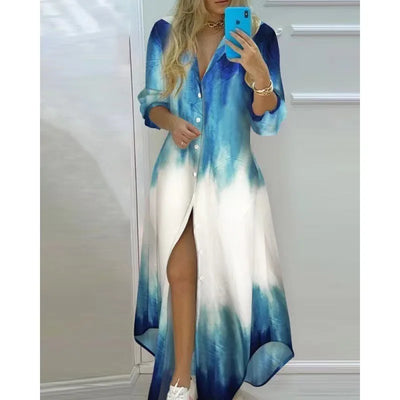 Sophie - Maxi-robe de plage imprimée avec décolleté en V