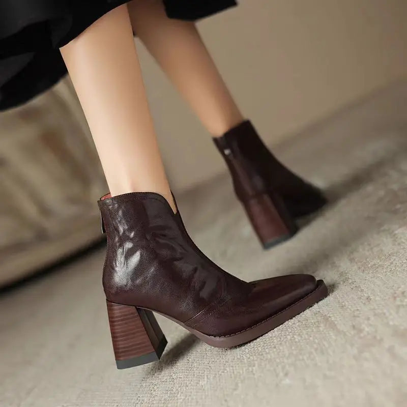 Bottines en Cuir Velouté Aphixta