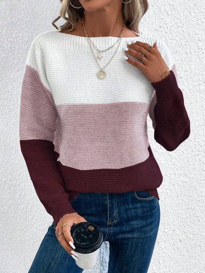 ArtelierDeRoche™ | Élégant pull-over patchwork tricolore
