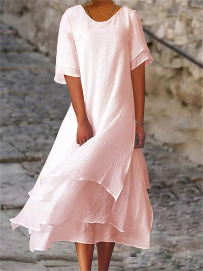 Robe Mi-Longue Femme à Jupe à Étages