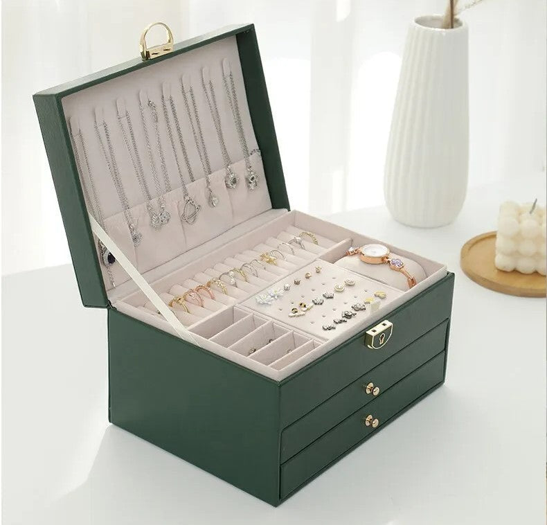 Boîte à bijoux pour femmes | Cuir multicouche