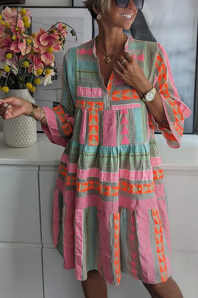 Anaise | Robe d'été en coton et chanvre à col en V chic