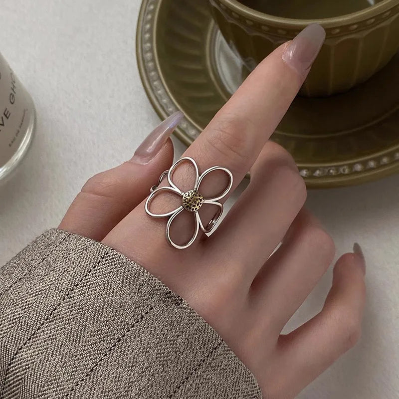 Bague pétale en argent sterling