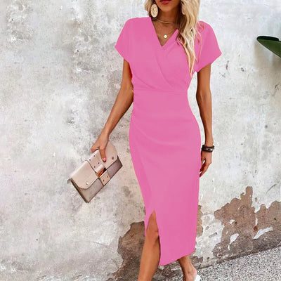 Robe Midi Enveloppante à col en V pour Femmes