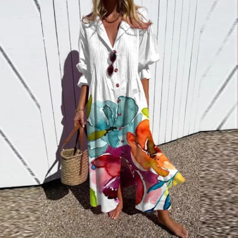 Margaux - Robe d'été boho avec décolleté en V et manches