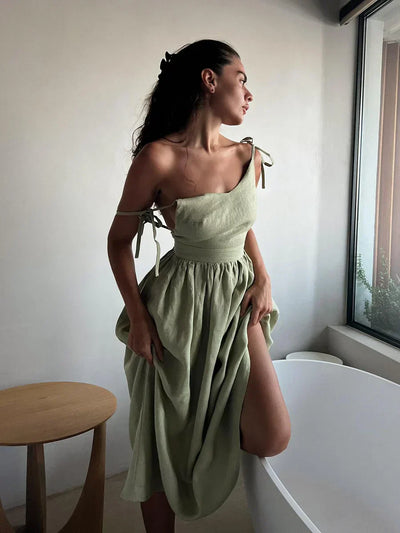 Hélène - Elegantes Luxuriöses Sommerkleid aus Baumwolle