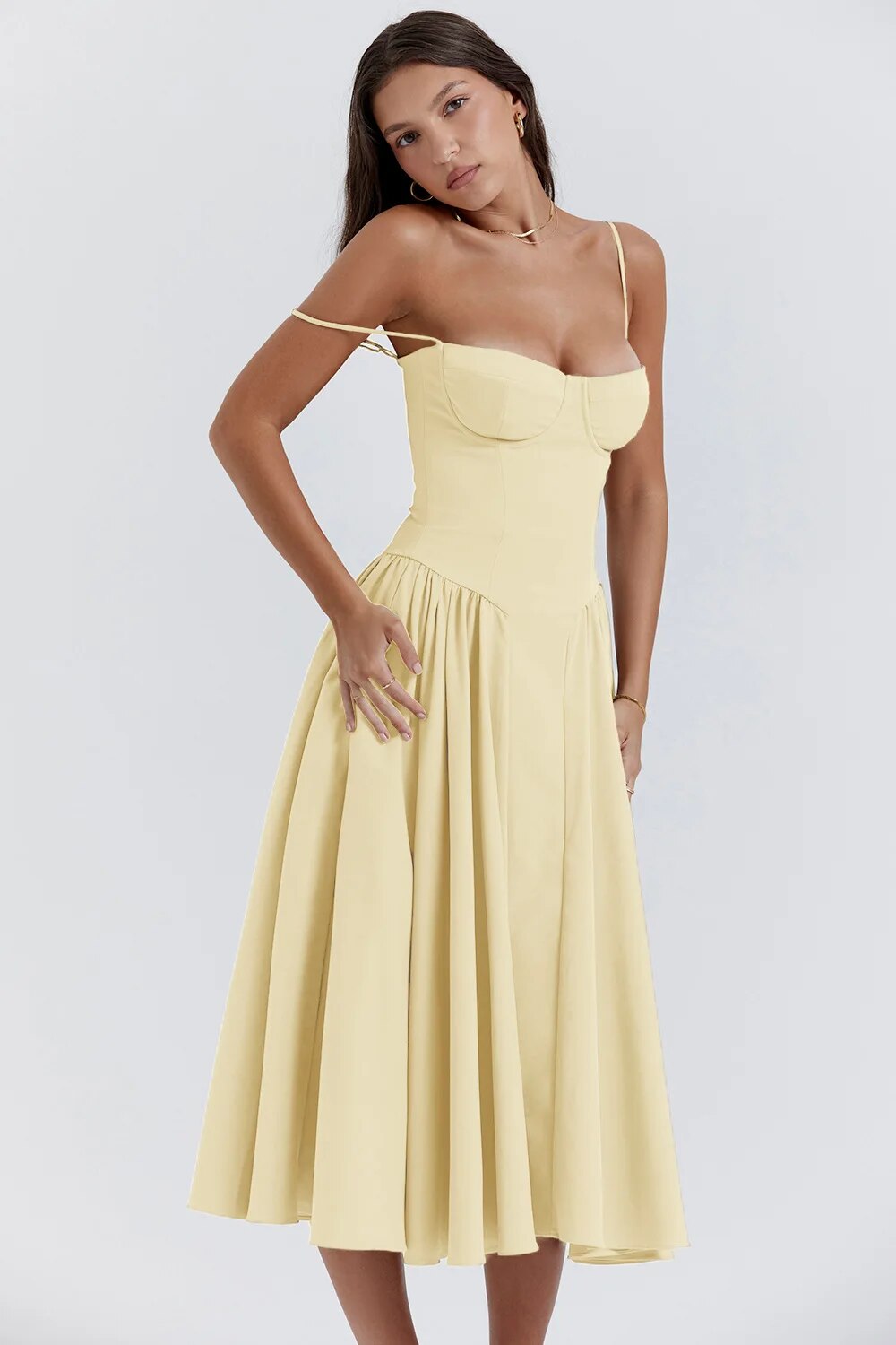 Tulum – Robe Midi Bustier Sans Manches