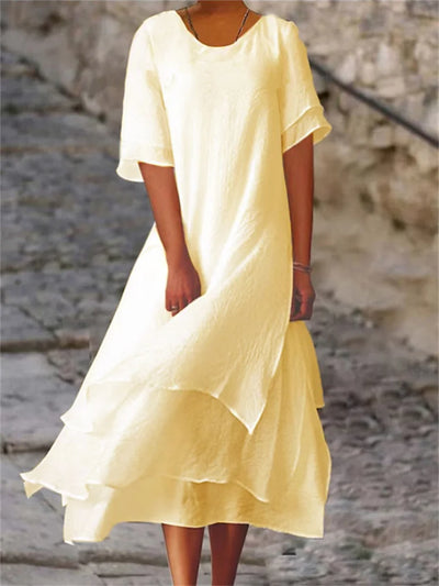 Robe Mi-Longue Femme à Jupe à Étages