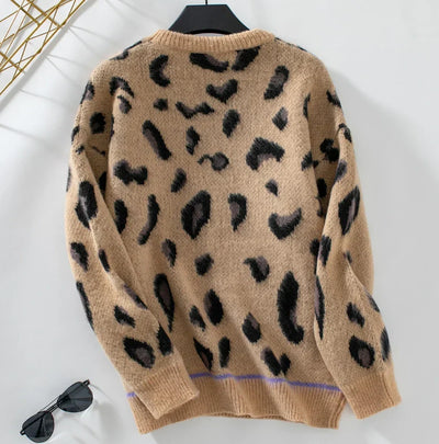 ArtelierDeRoche™ | Pull Jacquard en Laine à Imprimé Léopard