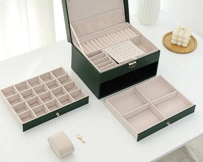 Boîte à bijoux pour femmes | Cuir multicouche