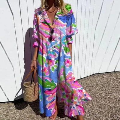 Margaux - Robe d'été boho avec décolleté en V et manches