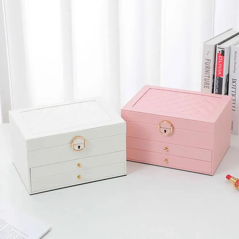 Boîte à bijoux pour femmes | Cuir multicouche