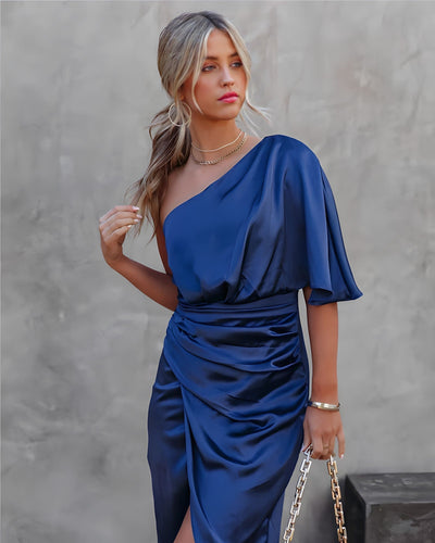 Amélie - Robe de cocktail en soie avec bretelles spaghetti