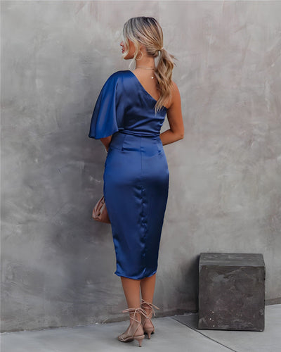 Amélie - Robe de cocktail en soie avec bretelles spaghetti