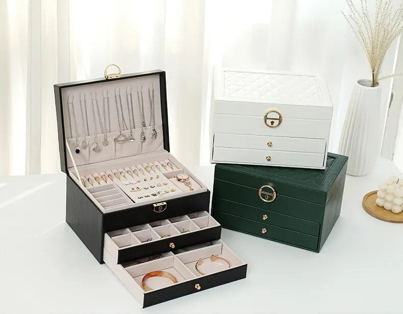 Boîte à bijoux pour femmes | Cuir multicouche