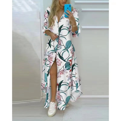 Sophie - Maxi-robe de plage imprimée avec décolleté en V