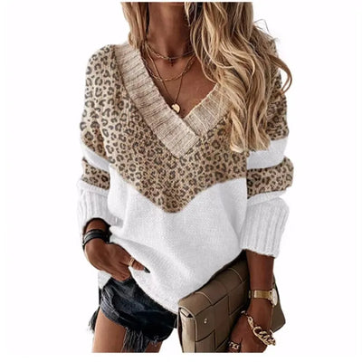 ArtelierDeRoche™ | Pull Léopard à Col V et Blocs de Couleur