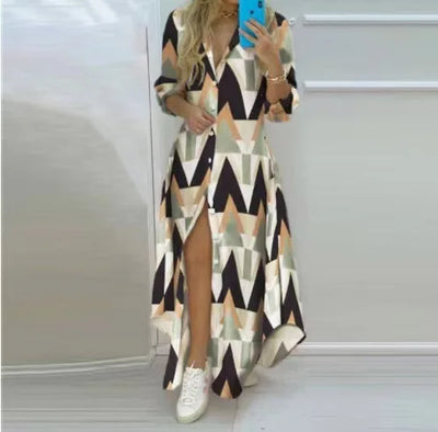 Sophie - Maxi-robe de plage imprimée avec décolleté en V
