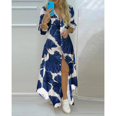 Sophie - Maxi-robe de plage imprimée avec décolleté en V