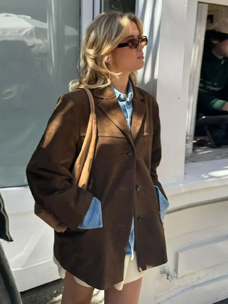 Veste Classique en Suède Élégante