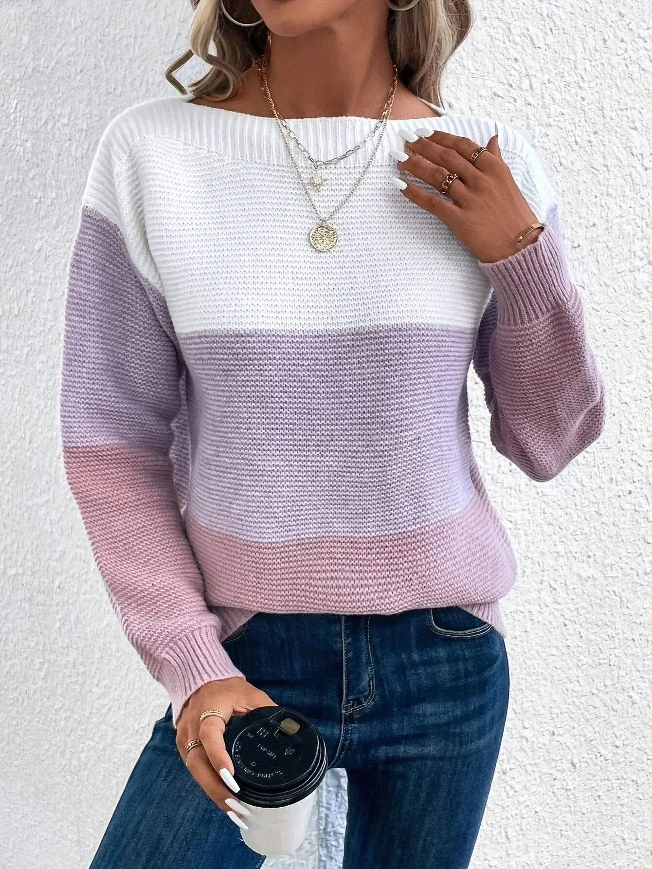 ArtelierDeRoche™ | Élégant pull-over patchwork tricolore