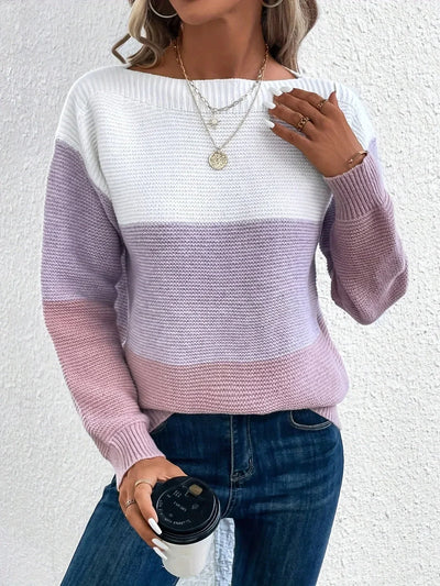 ArtelierDeRoche™ | Élégant pull-over patchwork tricolore