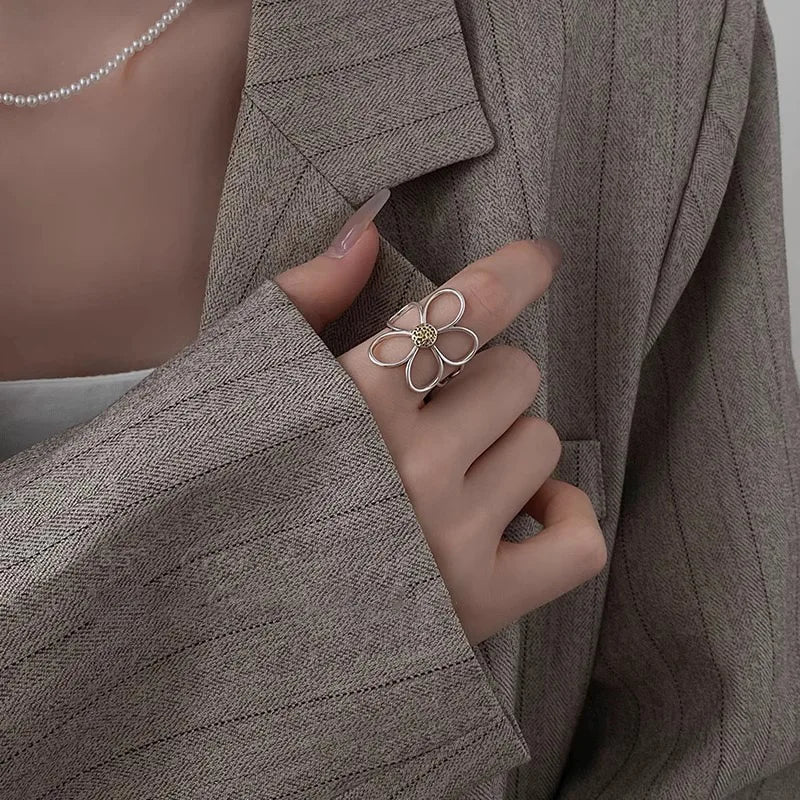 Bague pétale en argent sterling