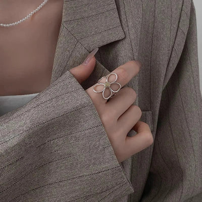 Bague pétale en argent sterling