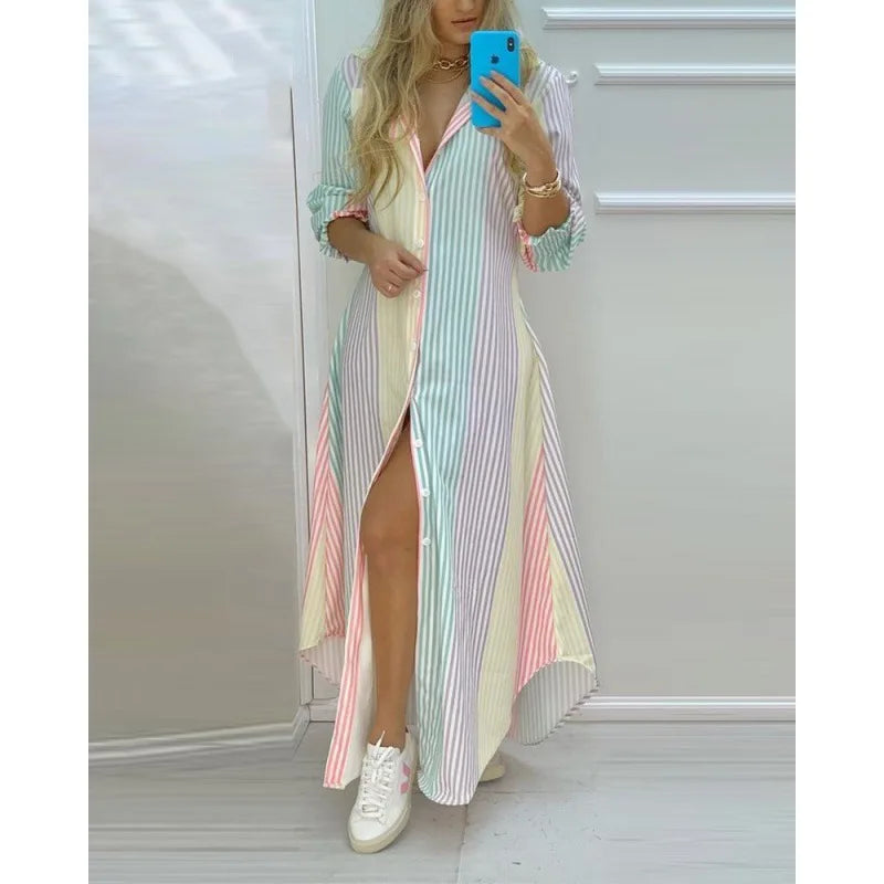 Sophie - Maxi-robe de plage imprimée avec décolleté en V