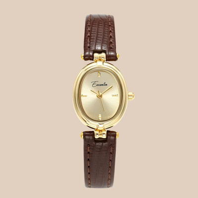 Montre élégante à quartz pour femmes | Cadran doré