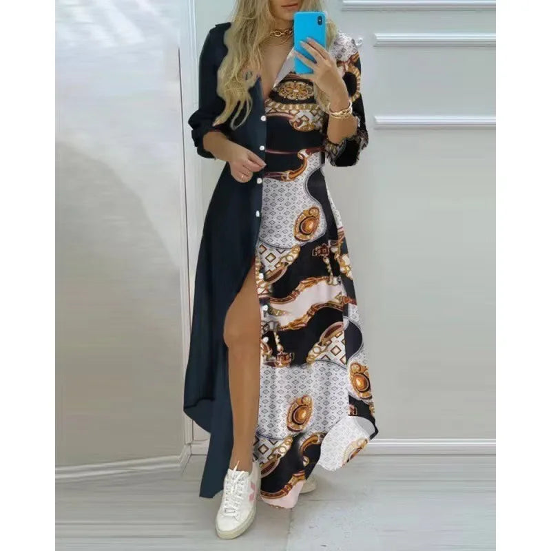 Sophie - Maxi-robe de plage imprimée avec décolleté en V