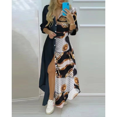Sophie - Maxi-robe de plage imprimée avec décolleté en V