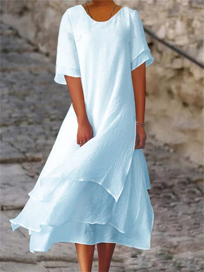 Robe Mi-Longue Femme à Jupe à Étages