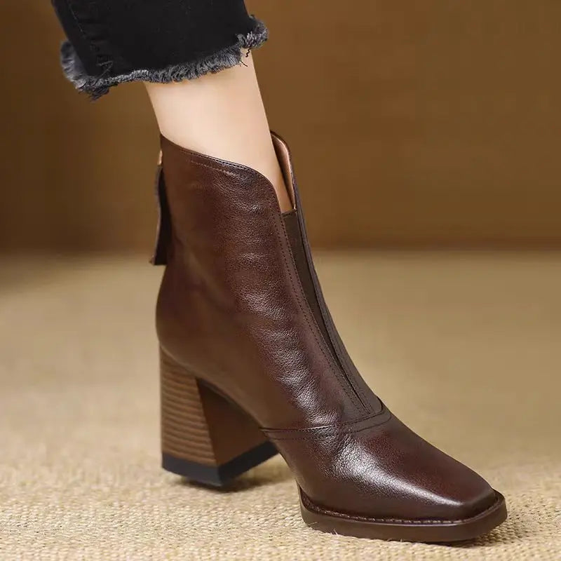 Bottines en Cuir Velouté Aphixta