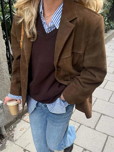 Veste Classique en Suède Élégante